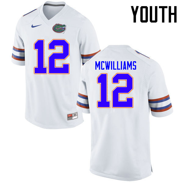 Youth Florida Gators #12 C.J. McWilliams College Football Jerseys Sale-White - Click Image to Close